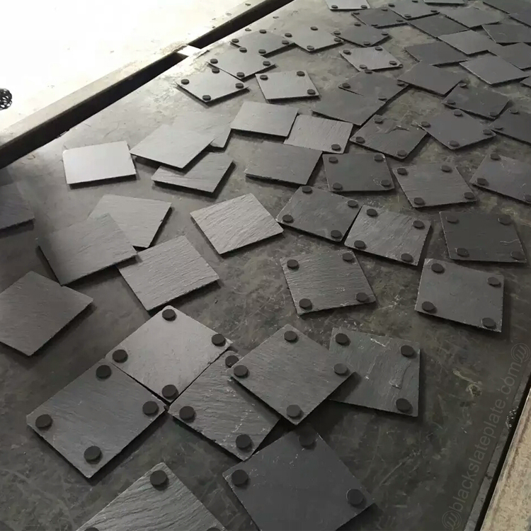 4"x4" square shape Promotional Natural Stone Black Slate Coasters
