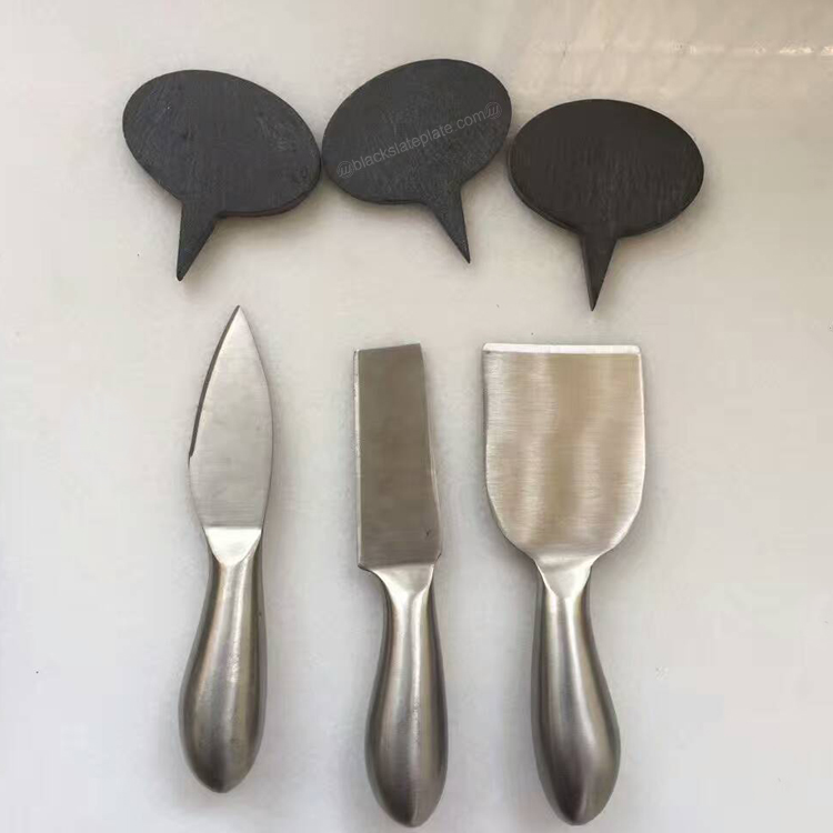 Kitchen black Slate Cheese Name Label Markers with cheese knives