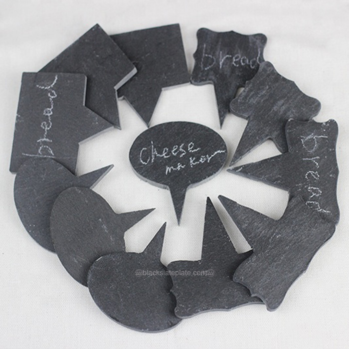 Handmade natural black slate stone bread cheese label markers