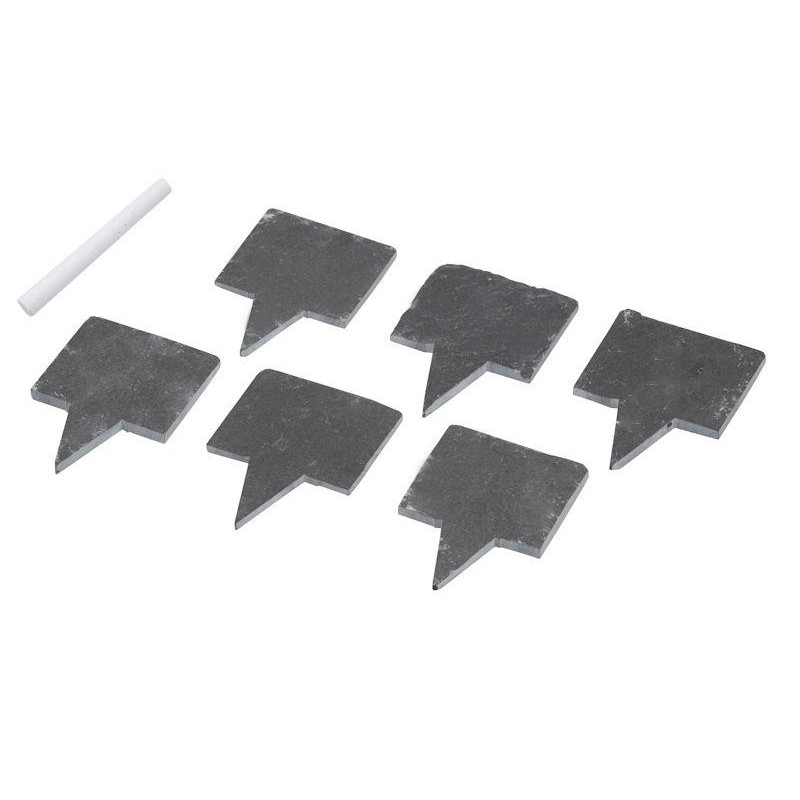 Black rectangle slate cheese labels marker tags with solid pencil