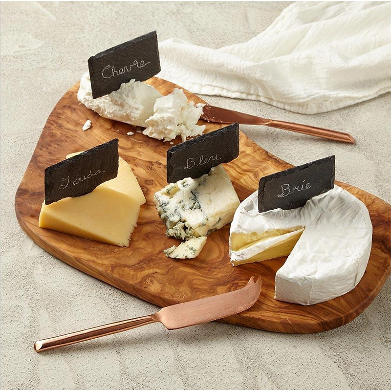 Black rectangle slate cheese labels marker tags