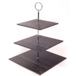 Natural food contact 3 tires slate cake stands for wedding serving