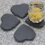 九江厂家直销天然板岩心形咖啡红酒板岩石材杯垫
