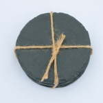 Round Black Natural Edge Stone Drink Coasters for Bar and Home
