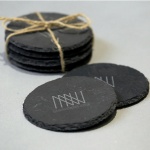 Personalized Laser Engraved black Slate Coasters Set for Bar and Home